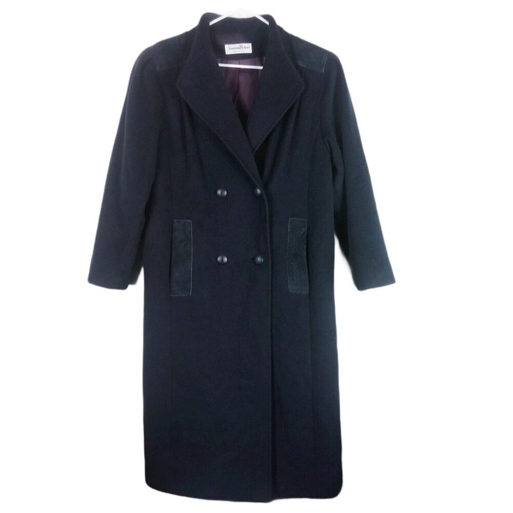 Vintage Minimalist Wool & Suede Long Coat Large Quiet Luxury
